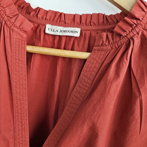 Ulla Johnson Hornoria Mini Dress Ruffle Red Cotton Size 8 - Picture 8 of 8